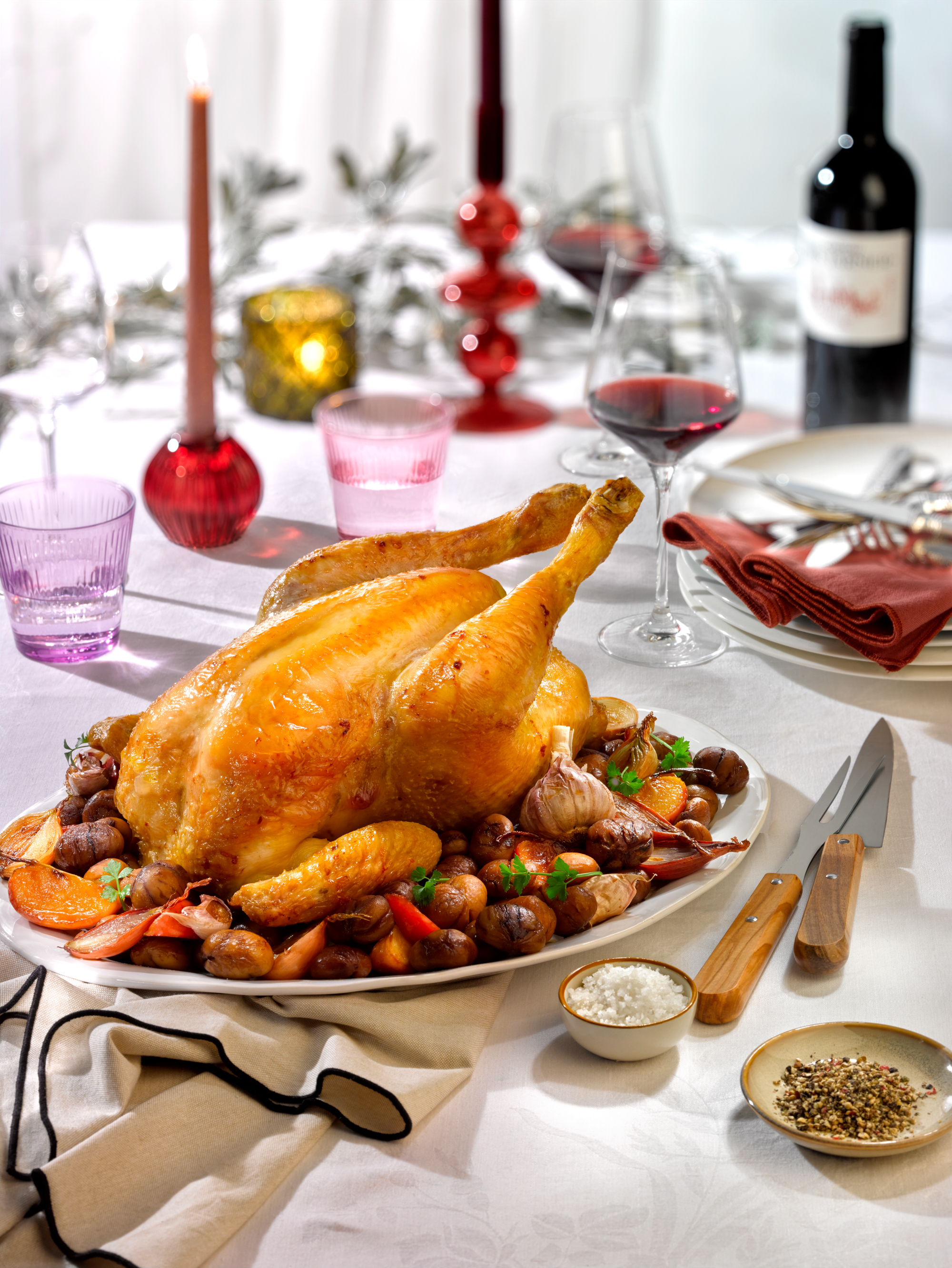 Chapon fermier des Landes rôti aux marrons du Périgord Limousin